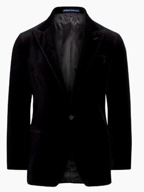 Polo Ralph Lauren Black Modern Fit Velvet Blazer Jacket men's SZ 46L orig $798
